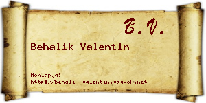 Behalik Valentin névjegykártya